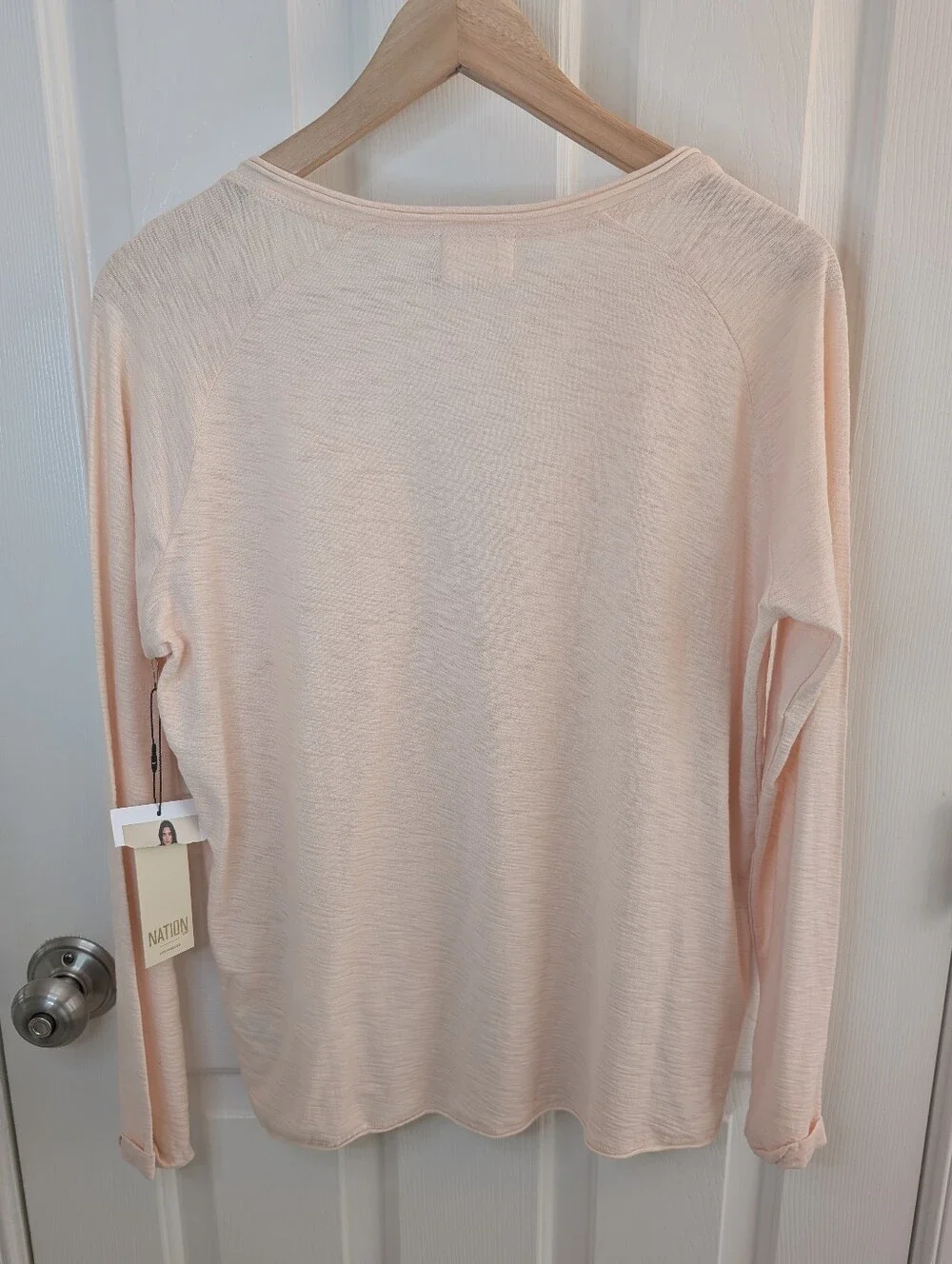 Nation LTD NEW Pima Cotton Long Sleeve Top Preach Pink Medium